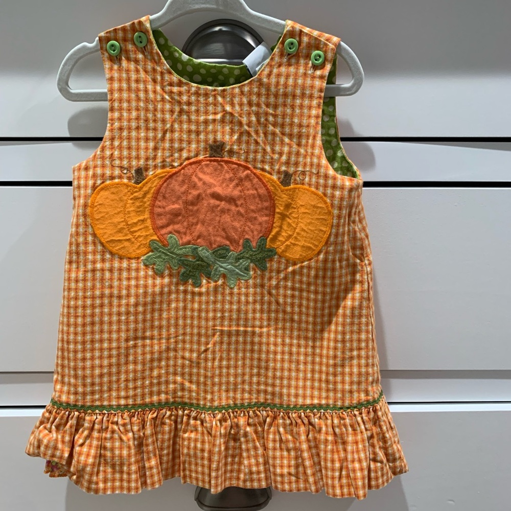 Bailey Boys pumpkin patch reversible dress..